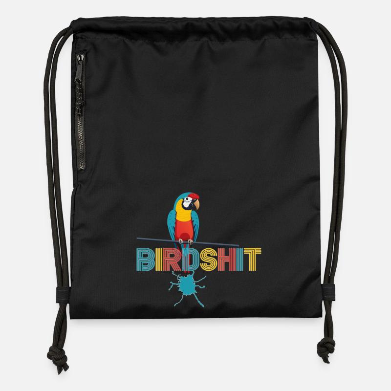 Perroquet arc-en-ciel BLUE SHIT - HAPPY BIRD - Sac à cordon en polyester recyclé - noir