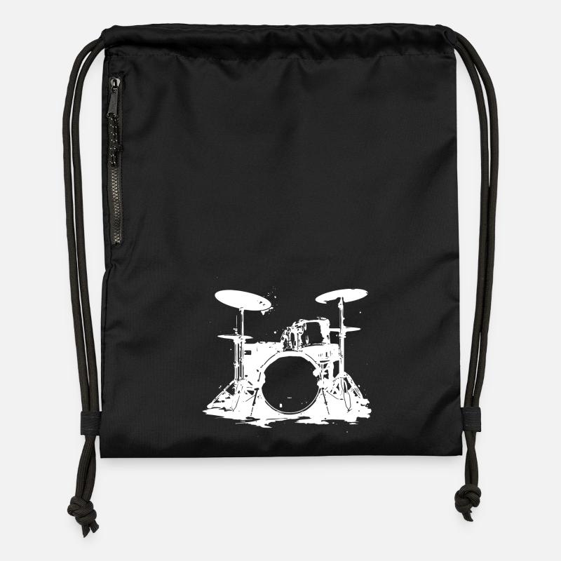 Drumset Sketch - Gymsac made from recycled material - black