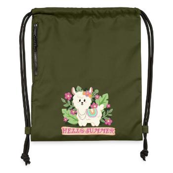 Hello summer Lama Alpaka in Sommerstimmung - Turnbeutel aus Recycling-Material - military Green - Vorne