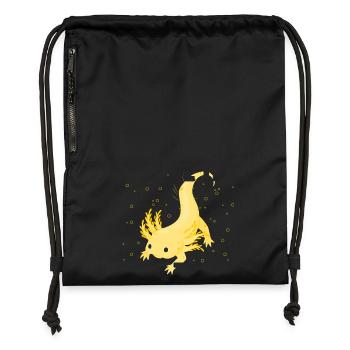 Design gecko lumineux avec détail jaune - Sac à cordon en polyester recyclé - noir - Devant