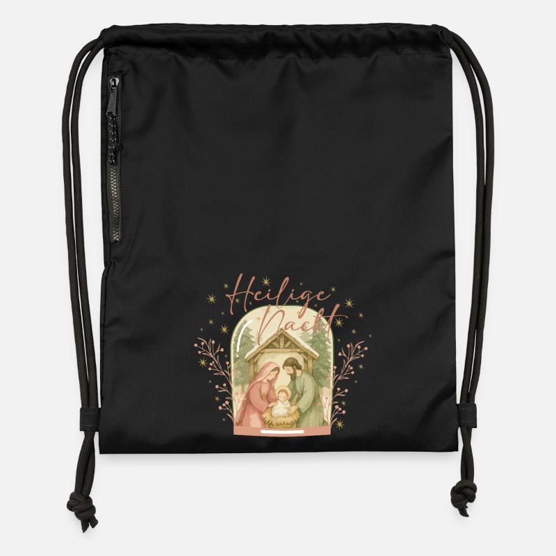 Scène de la Crèche de la Nuit Sainte - Sac à cordon en polyester recyclé - noir