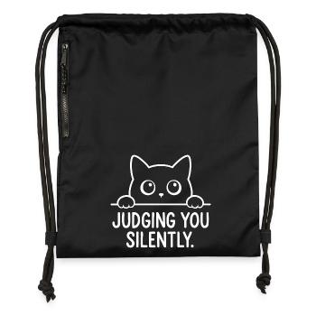 Cat humor, cat gift idea, funny pets - Gymsac made from recycled material - military green - Front