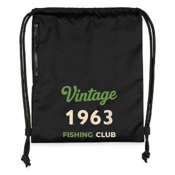 Millésime 1963 – Année de naissance rétro du club de pêche - Sac à cordon en polyester recyclé - noir - Devant