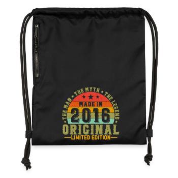 2016 Vintage Retro Geburtstagsgeschenk - Turnbeutel aus Recycling-Material - Schwarz - Vorne