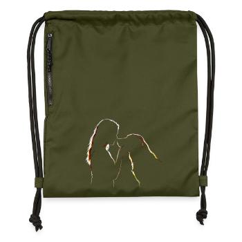 Dessin de traits de Dog Love - Sac à cordon en polyester recyclé - military green - Devant