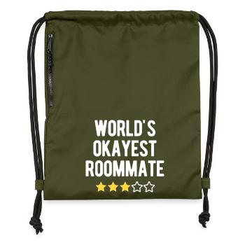 World’s Okayest Roommate 3 Star Humor - Gymsac made from recycled material - military green - Front