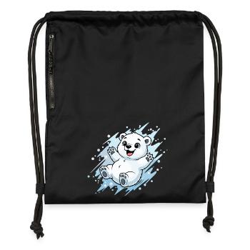 Happy Polar Bear Splash - Gymsac made from recycled material - military green - Front