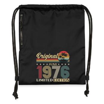 Cadeau du 50e anniversaire Millésime juin 1976 - Sac à cordon en polyester recyclé - noir - Devant