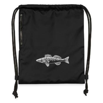 pike-perch - Gymsac made from recycled material - black - Front