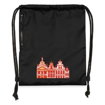 Historische Fassade im Barockstil - Turnbeutel aus Recycling-Material - Schwarz - Vorne