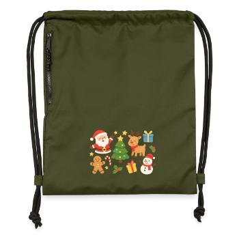 Christmas Magic Santa Reindeer Tree - Gymsac made from recycled material - military green - Front