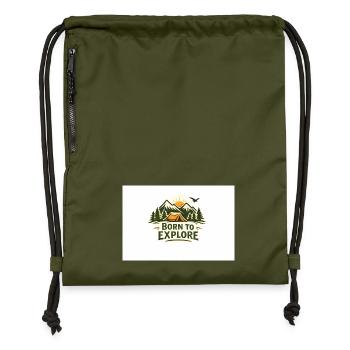 Born to Explore Outdoor Abenteuer - Turnbeutel aus Recycling-Material - military Green - Vorne