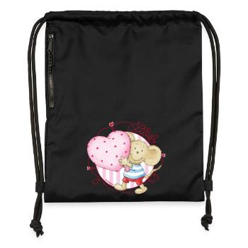 Lillebi_avec le coeur - Sac à cordon en polyester recyclé - noir - Devant