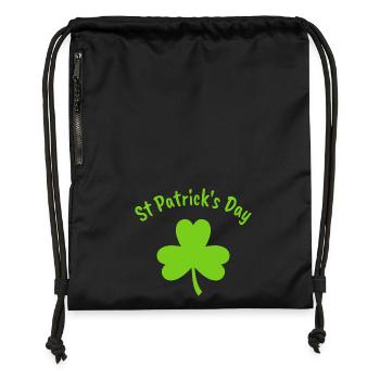 St Patricks Day - Gymsac made from recycled material - black - Front