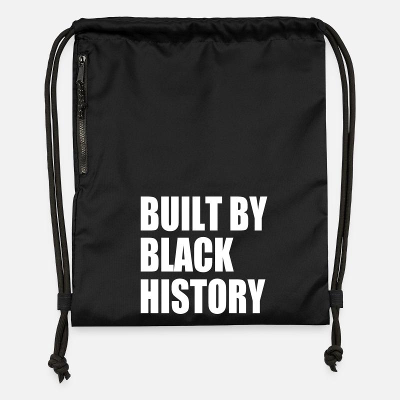 Built by black history - Sac à cordon en polyester recyclé - noir