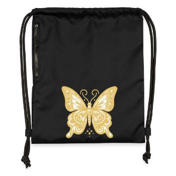 Eleganter goldener Schmetterling für T-Shirts und Kleidung - Turnbeutel aus Recycling-Material - Schwarz - Vorne