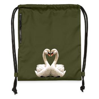 Schwanenherz Silhouette - Turnbeutel aus Recycling-Material - military Green - Vorne