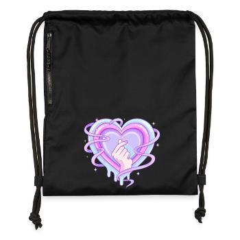 Cœur pastel K Pop Symbole de doigt Amour - Sac à cordon en polyester recyclé - noir - Devant