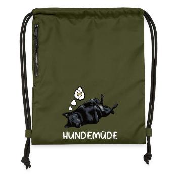 Hundemüde Schwarzer Schäferhund Schäferhundhalter - Turnbeutel aus Recycling-Material - military Green - Vorne