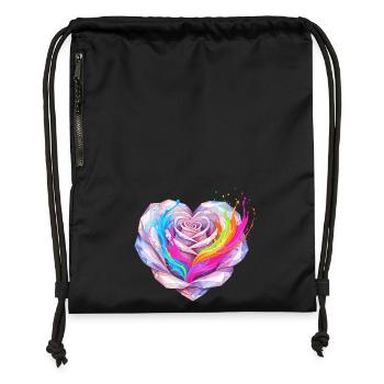 Crystal Heart Rainbow Fusion - Gymsac made from recycled material - black - Front