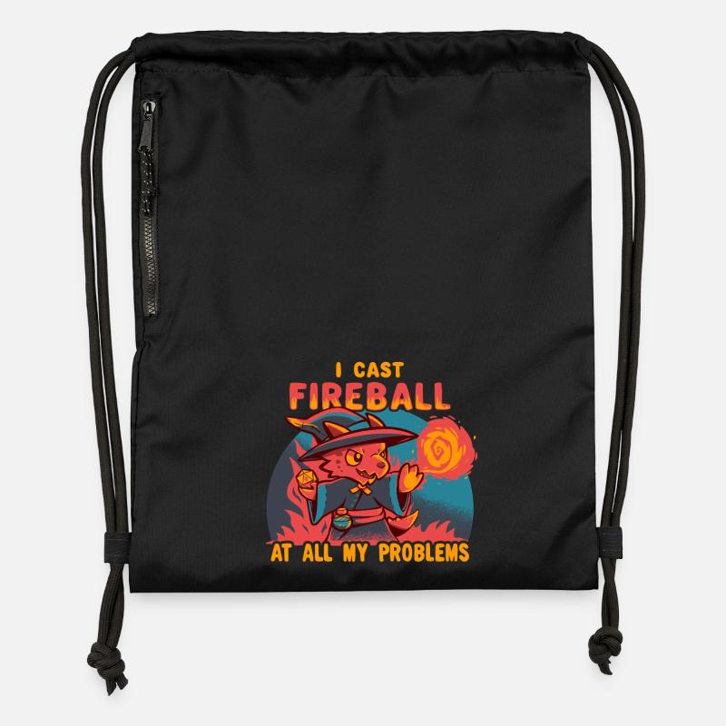 I Cast Fireball at all my problems - Gymsac made from recycled material - black
