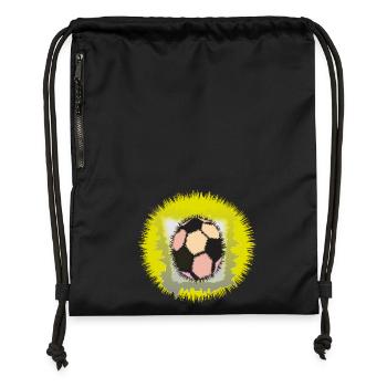 Explosiver Fußball-Aura - Turnbeutel aus Recycling-Material - Schwarz - Vorne