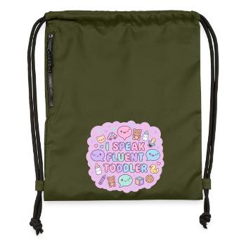I Speak Fluent Toddler - Gymsac made from recycled material - military green - Front