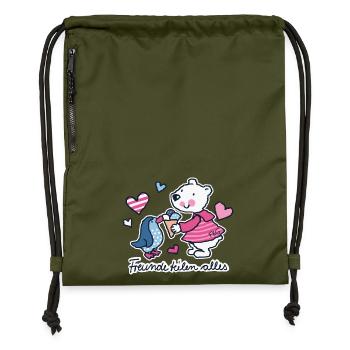 Friends share everything - Gymsac made from recycled material - military green - Front