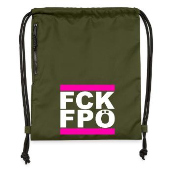 FCK FPÖ - Montrer l’exemple contre la droite - Sac à cordon en polyester recyclé - military green - Devant