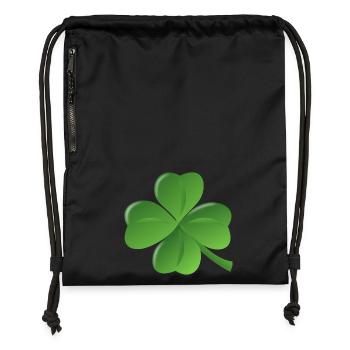trèfle chance trèfle à quatre feuilles chance clover8 - Sac à cordon en polyester recyclé - noir - Devant