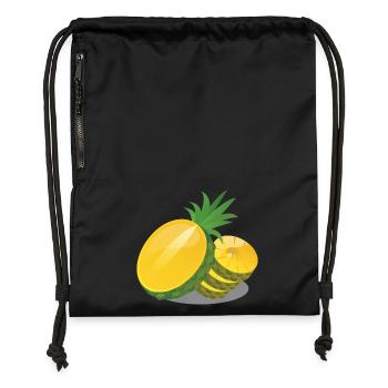 Ananas in Scheiben - Turnbeutel aus Recycling-Material - Schwarz - Vorne