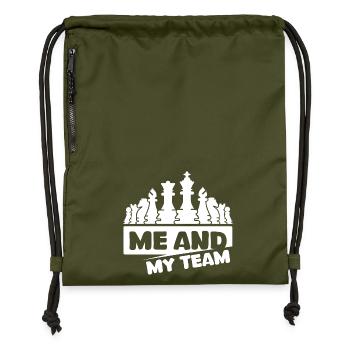 Schach comic Schachfiguren Team csrtoon Symbol - Turnbeutel aus Recycling-Material - military Green - Vorne