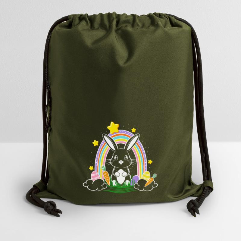 Easter Bunny Bunny with Rainbow and Easter Eggs Gymsac made from recycled material