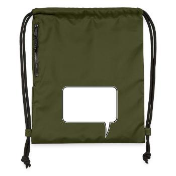 Speech bubble rectangle design - Gymsac made from recycled material - military green - Front