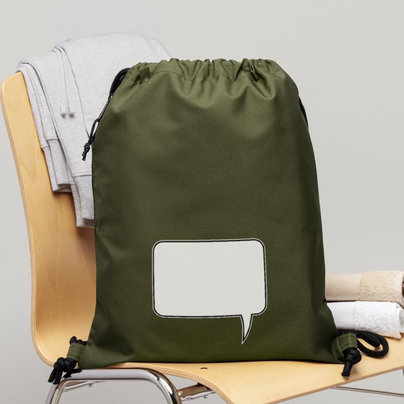 Speech bubble rectangle design Gymsac made from recycled material