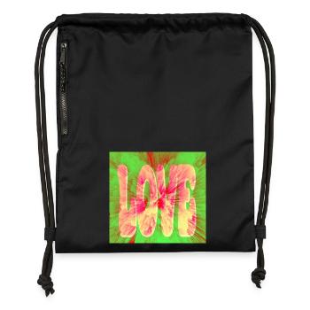 Love Neon Tie Dye - Turnbeutel aus Recycling-Material - Schwarz - Vorne