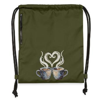 Coffee date Valentinstag bestickter Look (gedruckt) - Turnbeutel aus Recycling-Material - military Green - Vorne