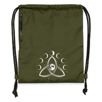 Triquetra & Mondphasen - Spirituelles Symbol - Turnbeutel aus Recycling-Material - military Green - Vorne