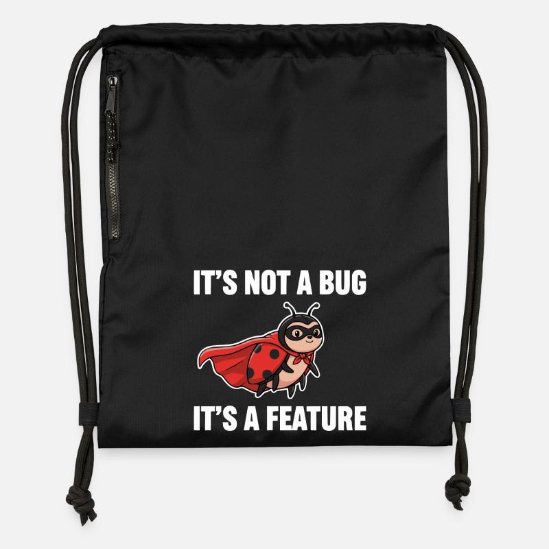 Pas d’insecte, juste une fonctionnalité – Super-héros Ladybug - Sac à cordon en polyester recyclé - noir