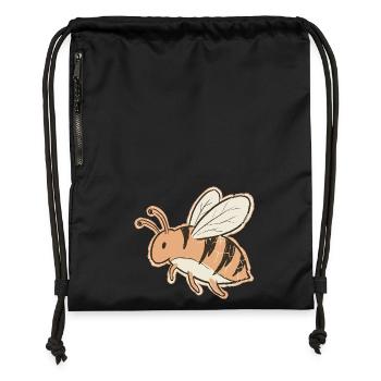 Oranger Cartoon Bienenstreifen Tiger - Turnbeutel aus Recycling-Material - Schwarz - Vorne