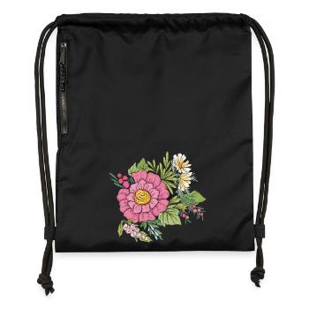 Flower image - Gymsac made from recycled material - black - Front