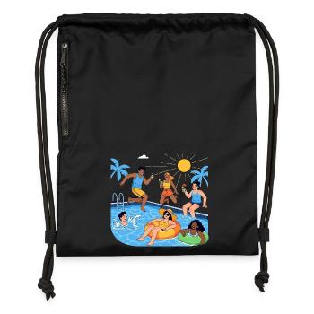 Sommerspaß am Pool Party Gute Laune - Turnbeutel aus Recycling-Material - Schwarz - Vorne