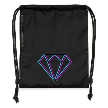Diamant - Neonfarben Design - Turnbeutel aus Recycling-Material - Schwarz - Vorne