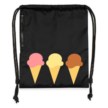 Eis Eiscreme Erdbeereis Vanilleeis Schokoeis - Turnbeutel aus Recycling-Material - Schwarz - Vorne