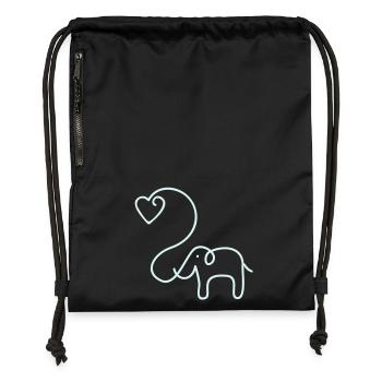 ÉLÉPHANT avec le coeur - Sac à cordon en polyester recyclé - noir - Devant