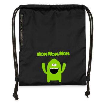 Om nom nom nom - Monster - Gymsac made from recycled material - black - Front