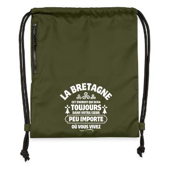 Bretagne, je suis Breton, celte - Sac à cordon en polyester recyclé - military green - Devant