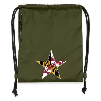 Maryland Flag Star Design - Gymsac made from recycled material - military green - Front