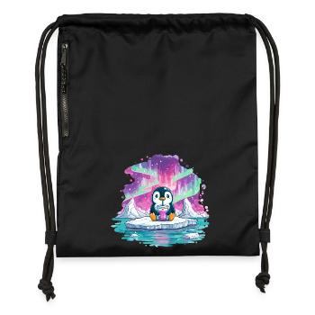 Pinguin auf Eis mit pinkem Drink - Gymsac made from recycled material - black - Front