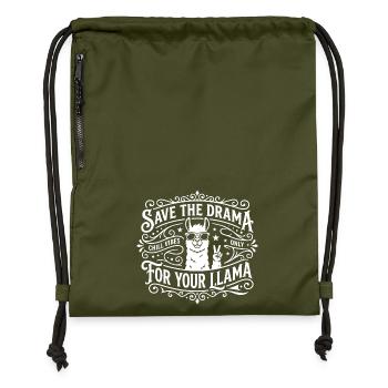 Save the Drama Llama Chill Vibes - Gymsac made from recycled material - military green - Front